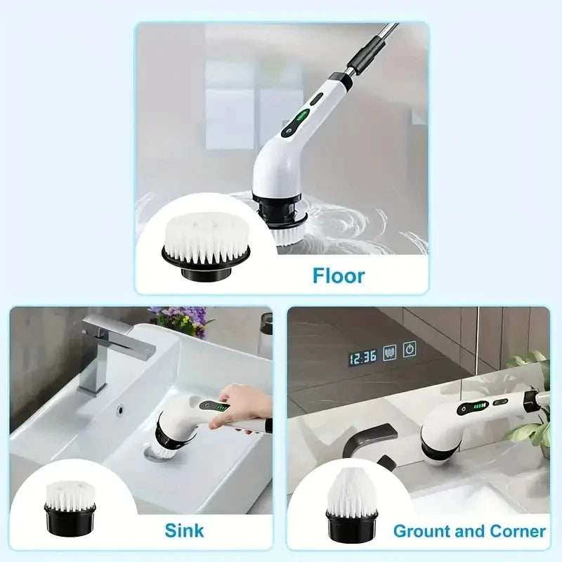 1 Set, Electric Cleaning Brush, Wireless Electric Rotating Scrubber, 7 Brush Heads and Adjustable Extension Handle, Bathroom Cleaning Brush, Household Cleaning Tools Deals 4 U   Deals 4 U