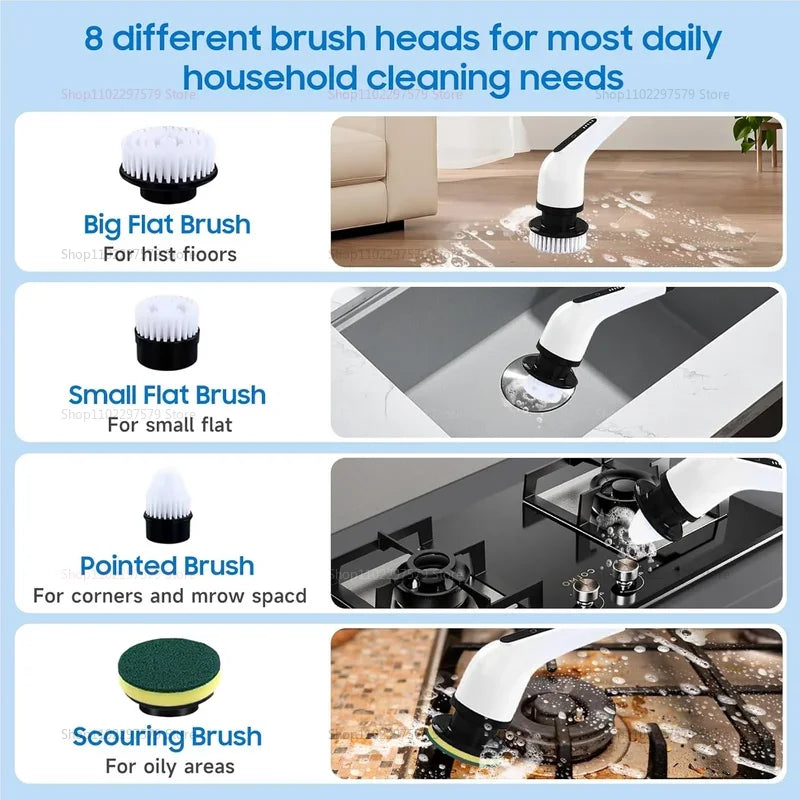 9 in 1 Electric Spin Scrubber Cordless Cleaning Brush Shower Scrubber Adjustable Extension Handle Waterproof For Tub Tile Floor Deals 4 U   Deals 4 U