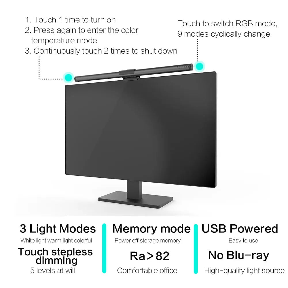 RGB CCT Led Monitor Light Bar for Computer Gaming Lights Bar Monitor Screen Hanging Lighting USB Dimmable Desk Lamp Atmosphere