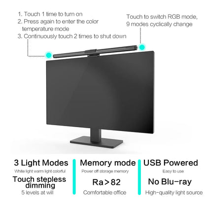RGB CCT Led Monitor Light Bar for Computer Gaming Lights Bar Monitor Screen Hanging Lighting USB Dimmable Desk Lamp Atmosphere