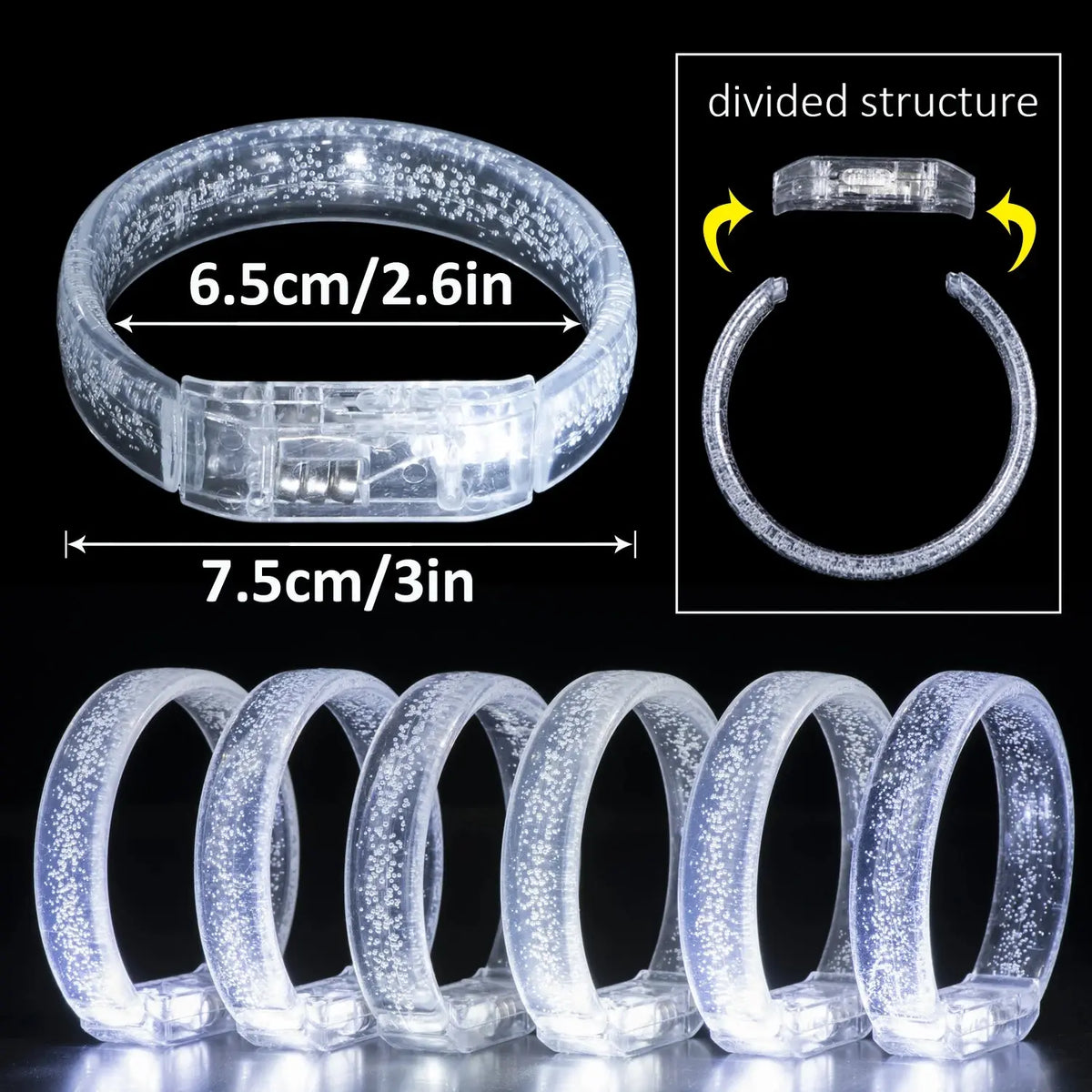Led White Bracelets Light Up Party Favors Glow in the Dark Party Supplies Neon Sunglasses LED Rings Bracelets Wedding Decoration Deals 4 U  Gaming Accessories Deals 4 U
