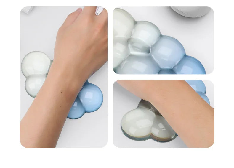 Ergonomic Cloud Silicone Wrist Rest Pad, Soft Comfort Wrist Support Cushion for Keyboard Mouse, Gaming Office Laptop PC