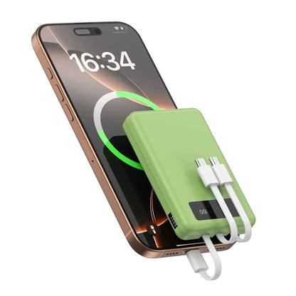 Mini Slim 10000mAh Portable Power Bank, Built-in LED Digital Display, 1 USB-A Port & 3 Integrated Cables, Small Lightweight Design, Multi-Device Simultaneous Charging for Travel, Camping and Emergency, Compatible with Android Deals 4 U  Mobile Gaming Deals 4 U