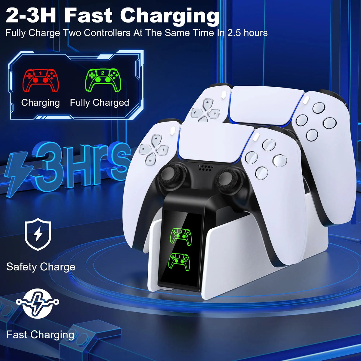 For PS5 Controller Charger DualSense Charging Station Dual Charging Dock Charger Stand for PlayStation5 Wireless Game Controller Deals 4 U  Console Accessories Deals 4 U