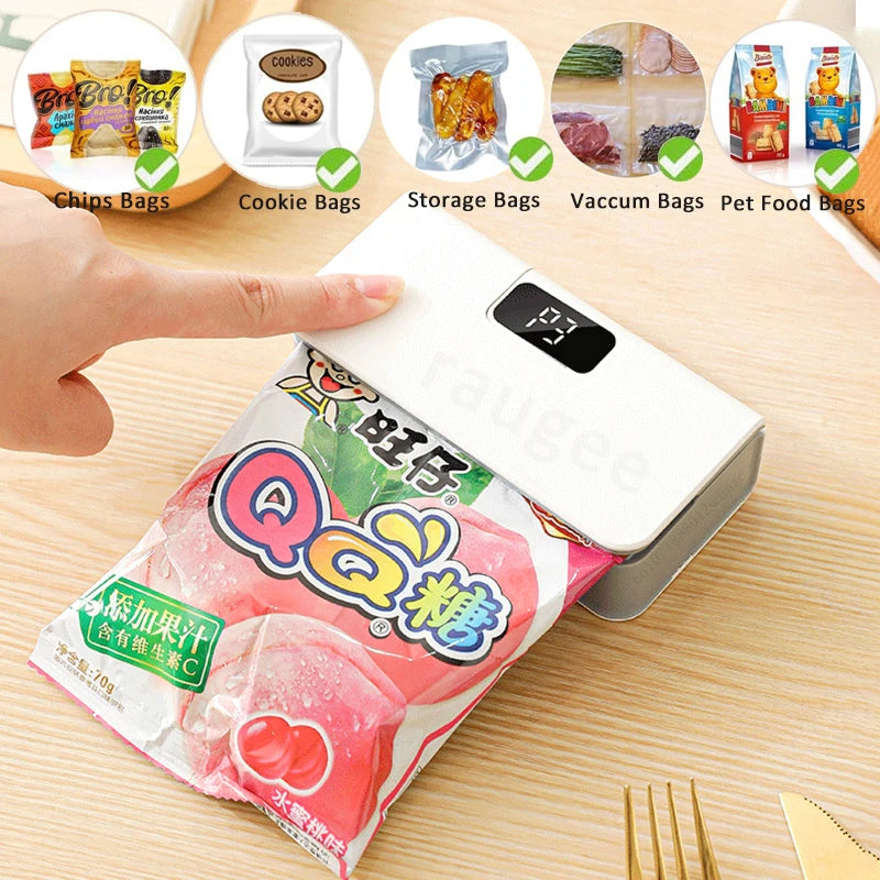 Mini Heat Sealer Plastic Bag Heat Sealing Machine Rechargable Plastic Storage Package Sealer Handheld Clip Bag Food Heat Sealer Deals 4 U   Deals 4 U