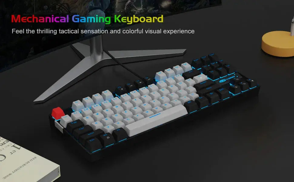 MageGee 75% Mechanical Gaming Keyboard, Blue Switch, LED Blue Backlit, 87 Keys Compact TKL Wired Keyboards for Windows Laptop PC Deals 4 U  Gaming Accessories Deals 4 U