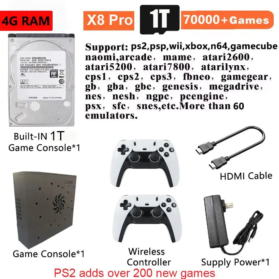 Plug-and-Play NEW Retro Gaming Device 70000+ Games for Wii PS2 DC PSP GAMECUBE 2T Loaded X8 Console Windows 11 Children's Gift Deals 4 U  Gaming Accessories Deals 4 U