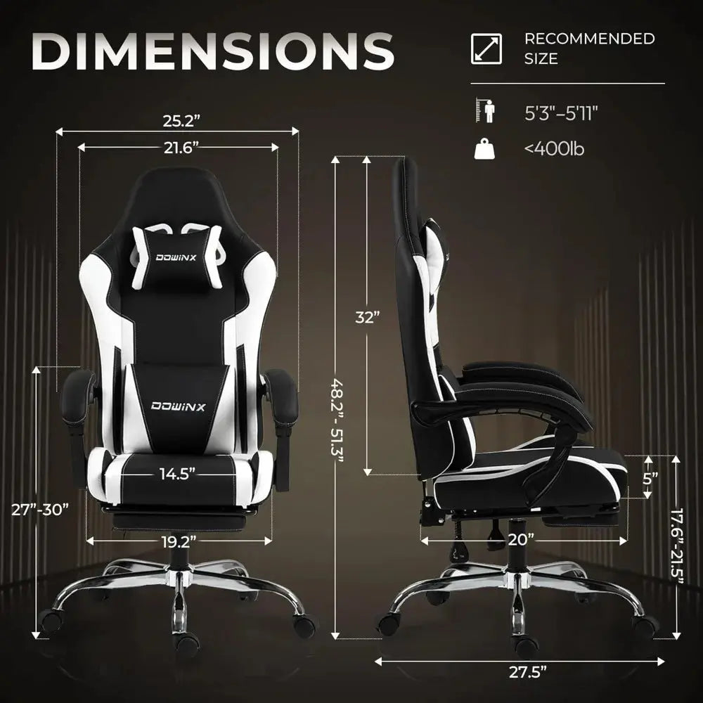 Ergonomic Gaming Chair with Footrest, Massage Lumbar Support, Adjustable Height & Headrest Pillow, Customized Deals 4 U  Gaming Accessories Deals 4 U