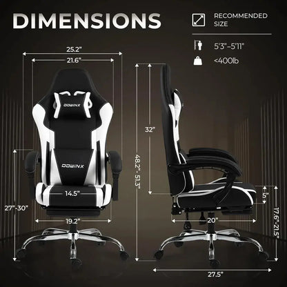 Ergonomic Gaming Chair with Footrest, Massage Lumbar Support, Adjustable Height & Headrest Pillow, Customized Deals 4 U  Gaming Accessories Deals 4 U