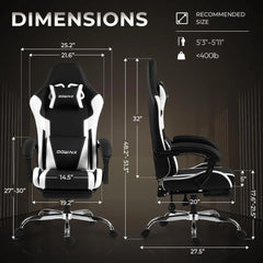 Ergonomic Gaming Chair with Footrest, Massage Lumbar Support, Adjustable Height & Headrest Pillow, Customized Deals 4 U   Deals 4 U
