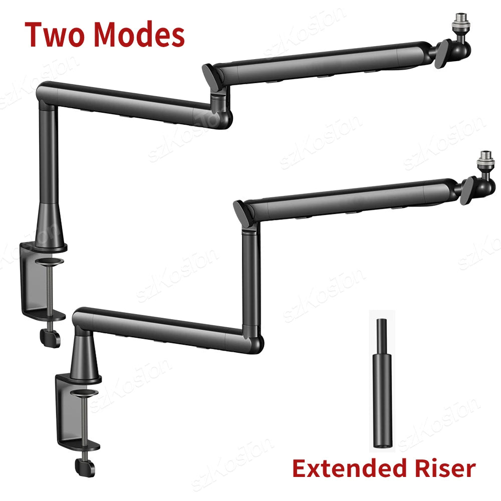 Professional Studio Low Profile Mic Arm with Extended Riser Cable Management Adjustable Microphone Stand for SM7B MV7 AM8 K688 Deals 4 U   Deals 4 U