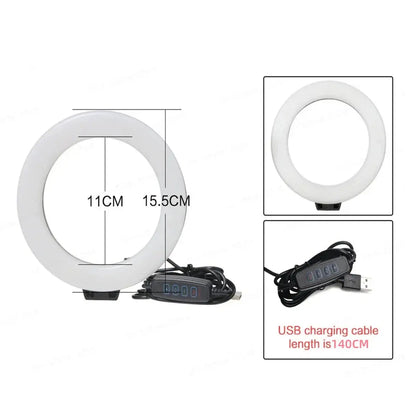 Clip-on ring light lighting kit, phone selfie light, 3-stop webcam, photography accessories, auto projection, 6-inch fill light Deals 4 U  Streaming Equipment Deals 4 U