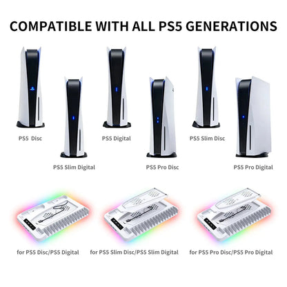 GAMINJA P58 Cooling Stand For PS5 RGB Charging Base Dual-Controller Charging Station Dual-Controller Charger For PS5 Accessories Deals 4 U  Console Accessories Deals 4 U