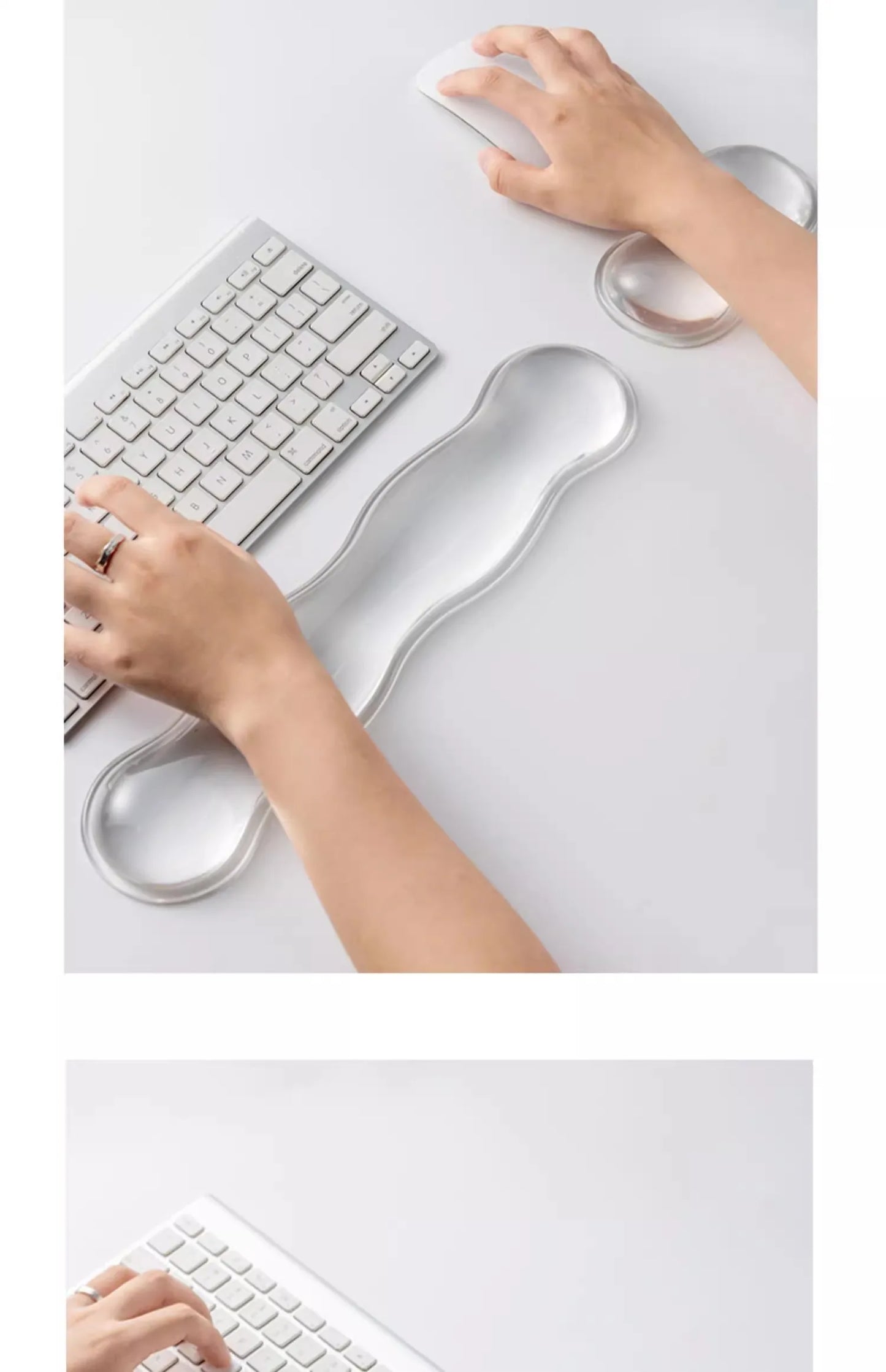 Ergonomic Silicone Gel Keyboard and Mouse Wrist Rest Set Clear Wrist Rest for Keyboard 60%/68%/75%