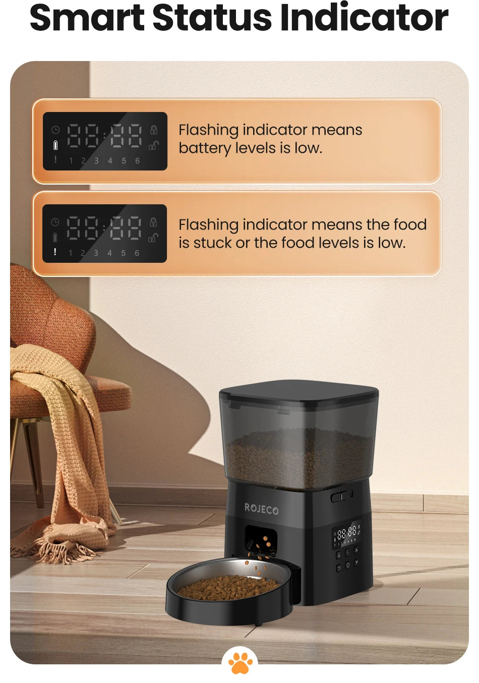 ROJECO Automatic Pet Feeder Button Version Auto Cat Food Dispenser Accessories Smart Control Pet Feeder For Cats Dog Dry Food Deals 4 U  Automatic Pet Feeder Deals 4 U