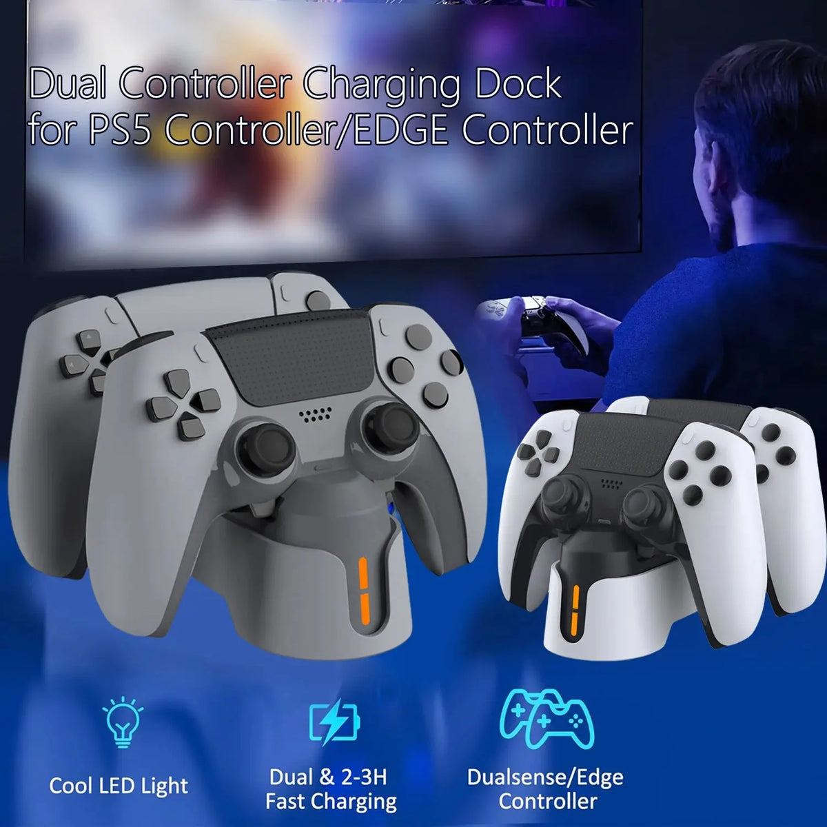 Controller Charger Station for PS5 Dualsense Controllers/Edge Controller Fast Dual Controller Stand Charger For PS5 Controller Deals 4 U  Console Accessories Deals 4 U
