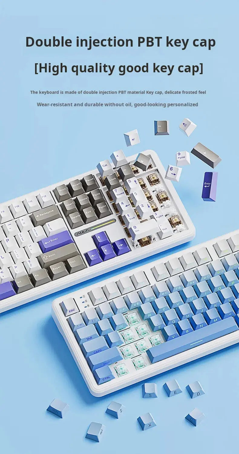 AULA F108Pro/F108 Wireless Bluetooth tri-mode connection, multi-functional display, Gasket structure, RGB lighting effects Deals 4 U  Streaming Equipment Deals 4 U