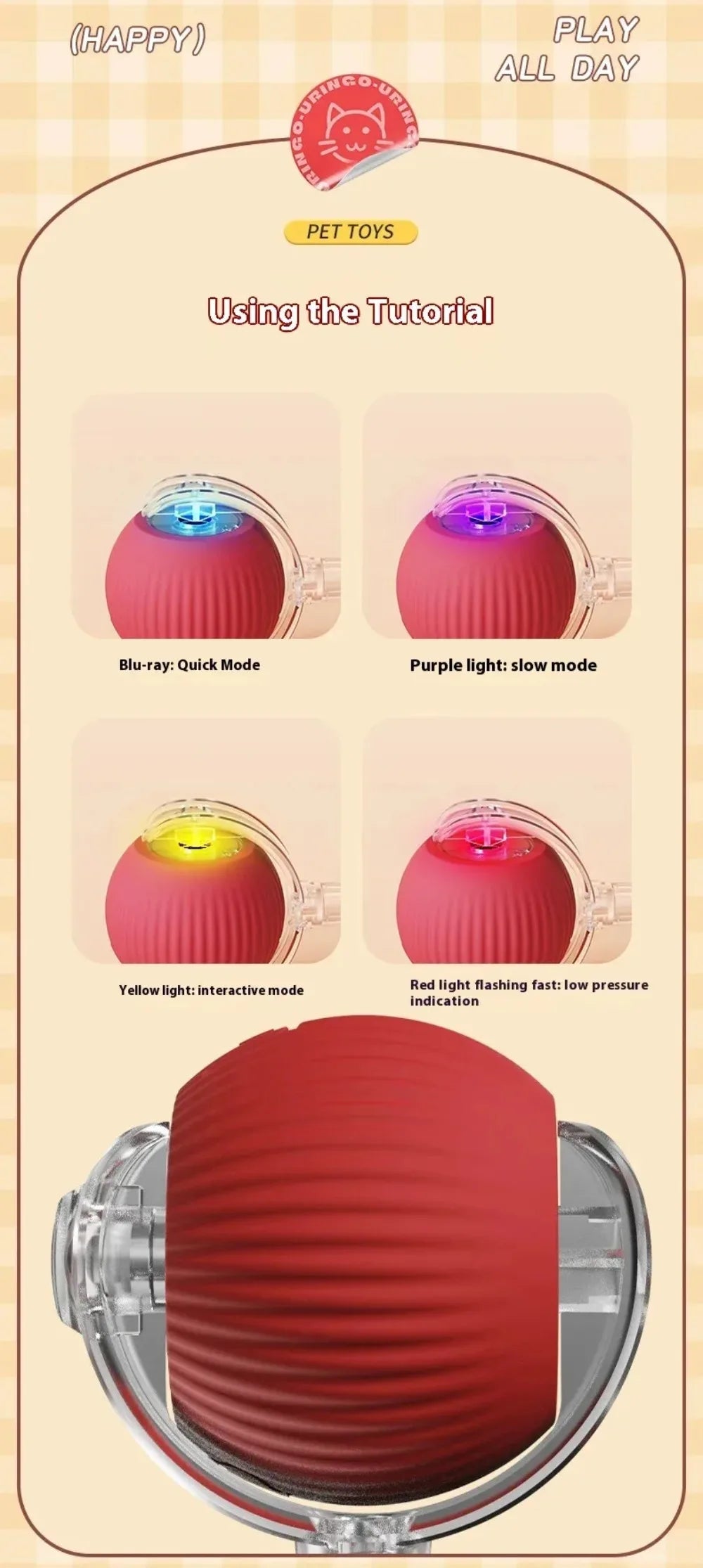 New Cat Interactive Ball Toy Automatic Rolling Ball Faux Tail Rechargeable Smart Pet Electric Toy Dog Cat Training Imitate Mouse Deals 4 U  Smart Pet Toy Deals 4 U