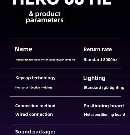 AULA HERO 68HE Magnetic Switch Gaming Keyboard RT0.01 E-sports Customize RGB Wired Mechanical Keyboard Ergonomics Accessories