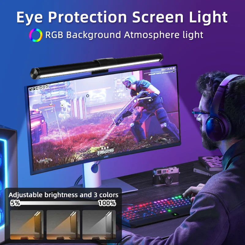 Led Curved Monitor Light Bar USB Table Lamp RGB Stepless Dimmable Hanging Office Desk Decorations Lighting For Computer Reading