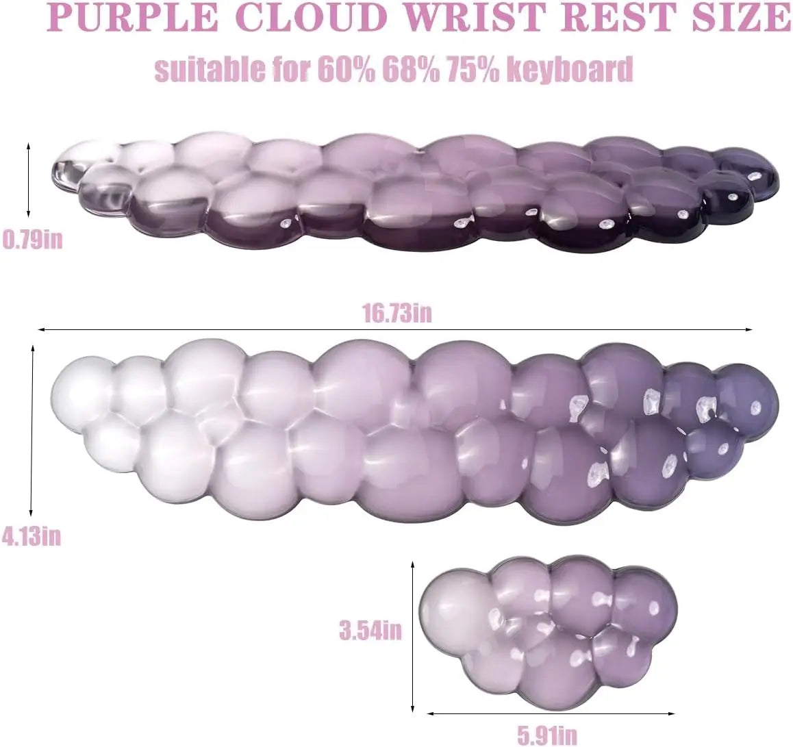 Ergonomic Cloud Silicone Wrist Rest Pad, Soft Comfort Wrist Support Cushion for Keyboard Mouse, Gaming Office Laptop PC