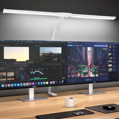 Eye-care LED Clip Metal Desk Lamp 3 Colors Adjustable 10 Brightness Levels Flexible Rotating Lamp Head for Home Reading PC Game