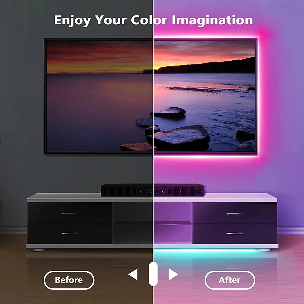 RGB LED Light Strip Lights USB 5V TV Backlight Atmosphere Lights APP Remote Control Flexible Lamp Tape Christmas Party Light Deals 4 U   Deals 4 U