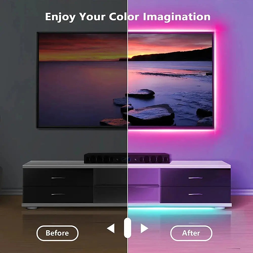 RGB LED Light Strip Lights USB 5V TV Backlight Atmosphere Lights APP Remote Control Flexible Lamp Tape Christmas Party Light Deals 4 U  RGB Hexagon Wall Lights Deals 4 U