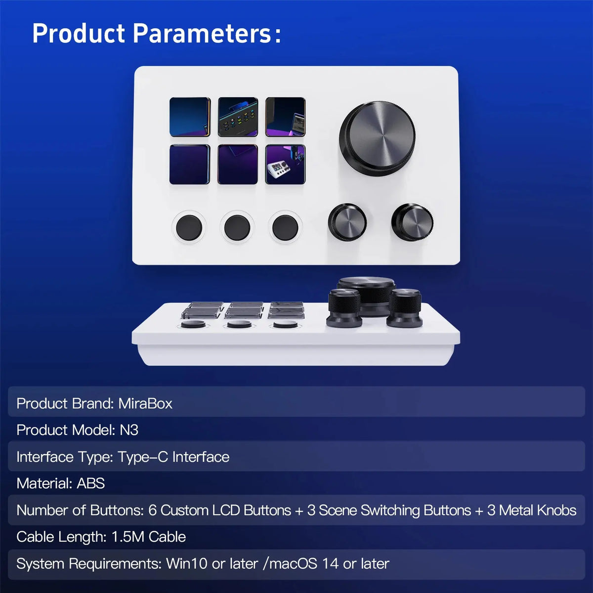 MiraBox N3 Macro Pad / Stream Deck, 6 Programmable LCD Keys, 3 Knobs, Visual Shortcuts, OBS Controller, Mac/Win Deals 4 U  Streaming Equipment Deals 4 U