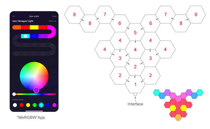 8/12/20 PCS Smart Hexagon Wall Light Color Changing Ambient Hexagonal Lights Night DIY Music Sync MeRGBW APP Games Room Bedroom Deals 4 U  RGB Hexagon Wall Lights Deals 4 U