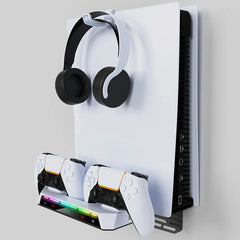 For PS5/PS5 Slim Wall Mount Kit With Dual Controller Charging Station Controller Headset Holder For Playstation 5 Accessories Deals 4 U   Deals 4 U