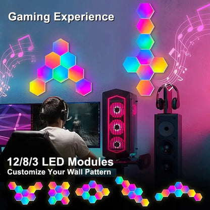 RGB LED Hexagon Light Bluetooth Indoor Wall Light APP Remote Control Night Light Computer Game Room Decoration Bedroom Bedside Deals 4 U  RGB Hexagon Wall Lights Deals 4 U