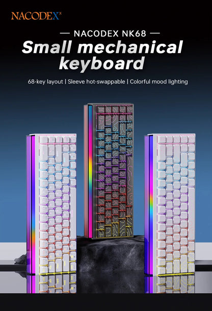 New Ajazz Nacodex Nk68 Mechanical Keyboard Terrain Keycap Rgb Light Bar 68-Key Wired Gaming Office Wired Connect Keyboard