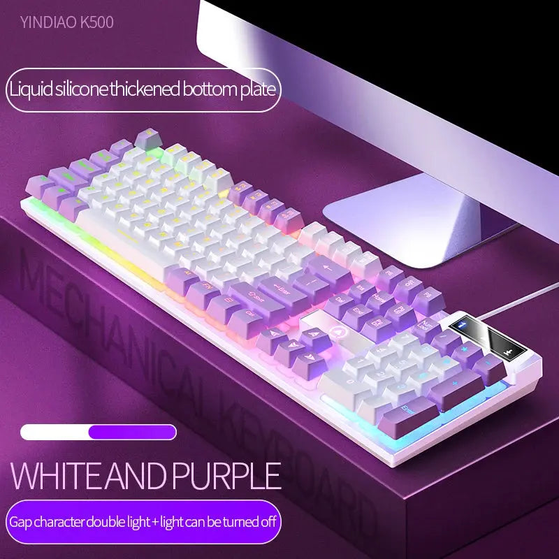 104 Keys Gaming Keyboard Wired Keyboard Color Matching Backlit Mechanical Feel Computer E-sports Peripherals for Desktop Laptop Deals 4 U  Gaming Accessories Deals 4 U