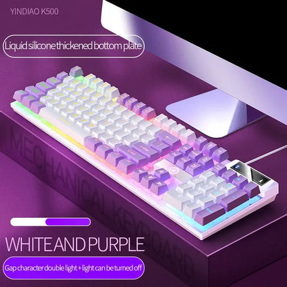 104 Keys Gaming Keyboard Wired Keyboard Color Matching Backlit Mechanical Feel Computer E-sports Peripherals for Desktop Laptop Deals 4 U  Gaming Accessories Deals 4 U