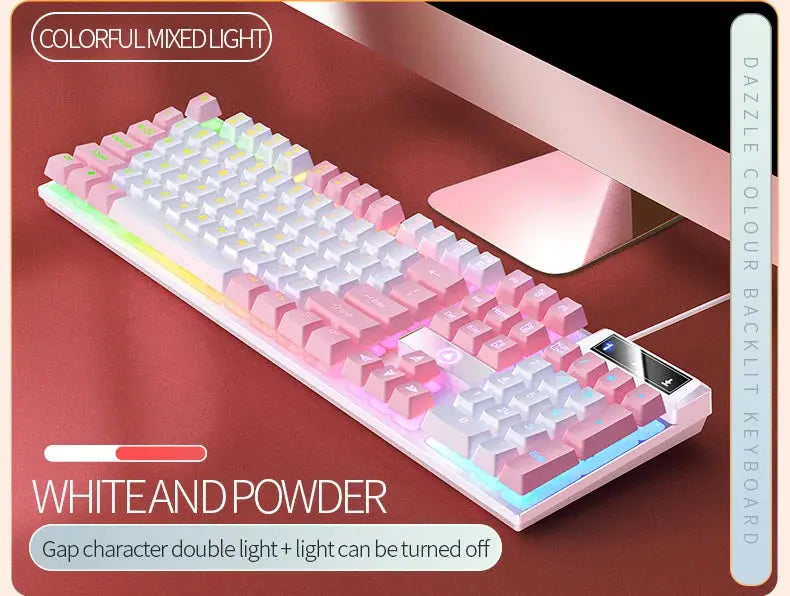 104 Keys Gaming Keyboard Wired Keyboard Color Matching Backlit Mechanical Feel Computer E-sports Peripherals for Desktop Laptop Deals 4 U  Gaming Accessories Deals 4 U