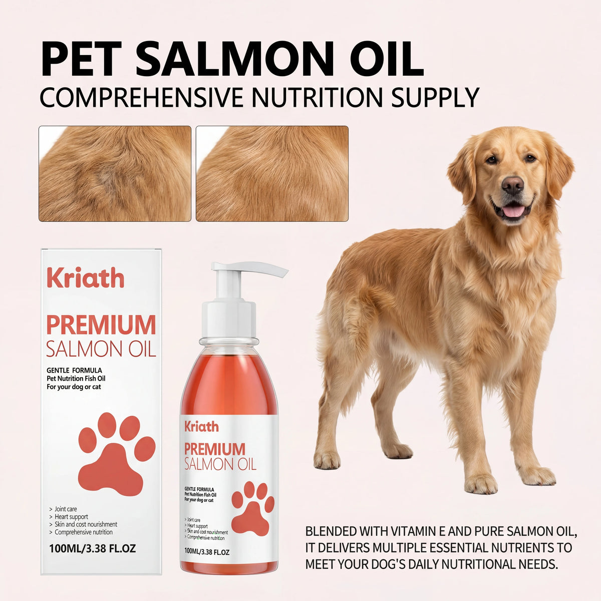 100ml Pure Salmon Oil for Dogs and Cats Omega 3 Fatty Acids Liquid Skin and Coat Supplement Joint Support Pet Health Supplies Deals 4 U   Deals 4 U