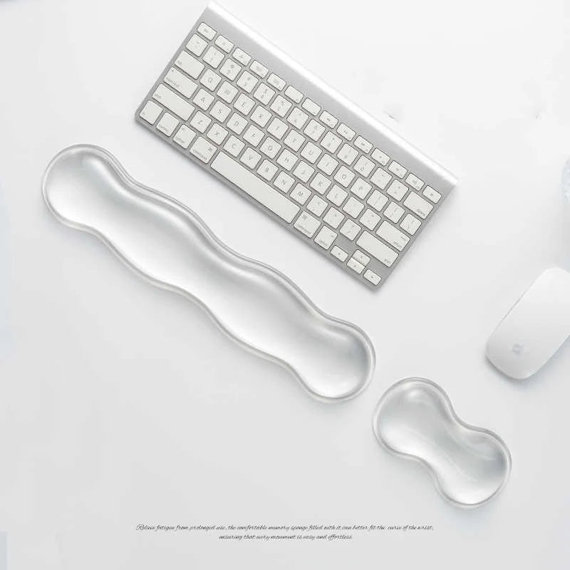 Ergonomic Silicone Gel Keyboard and Mouse Wrist Rest Set Clear Wrist Rest for Keyboard 60%/68%/75%