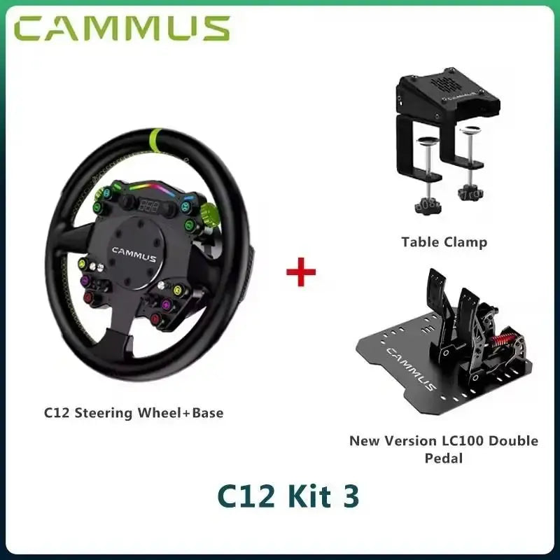 CAMMUS C12 with LC100 pedals kit C12 Direct Drive Steering Wheel Global First includes two T-shaped base flanges Deals 4 U  Gaming Accessories Deals 4 U