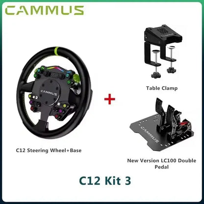 CAMMUS C12 with LC100 pedals kit C12 Direct Drive Steering Wheel Global First includes two T-shaped base flanges Deals 4 U  Gaming Accessories Deals 4 U