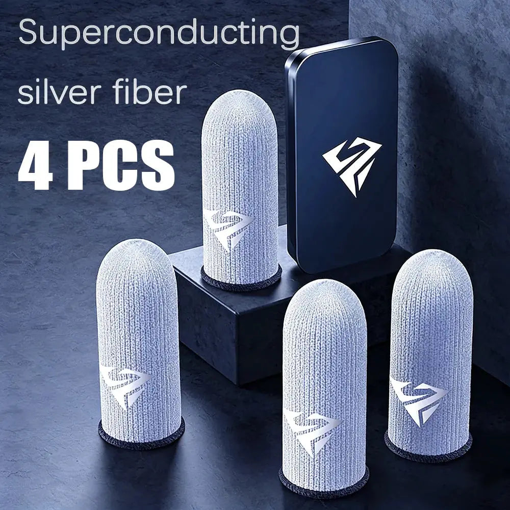 Pair Gamer Finger Sleeves for Mobile Gaming Sweatproof Breathable Silver Fiber Finger Covers  Anti-Slip Touch Screen Fingertips Deals 4 U  Mobile Gaming Deals 4 U