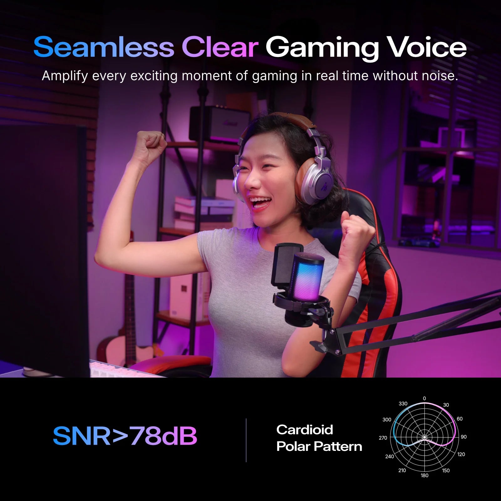 MAONO DGM20S Gaming Microphone USB Condenser Microphone with RGB Light Noise Cancellation Boom Arm for Live Streaming Podcast Deals 4 U   Deals 4 U