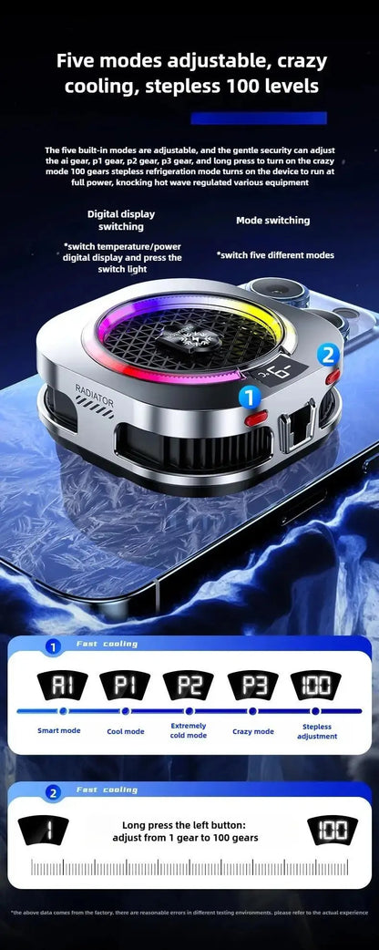 NEW TH16 Pro Mobile Cooler 24W Magnetic/Back-clip Ice Cooling Radiator Digital Display RGB Light Gaming Temperature Control Deals 4 U  Mobile Gaming Deals 4 U