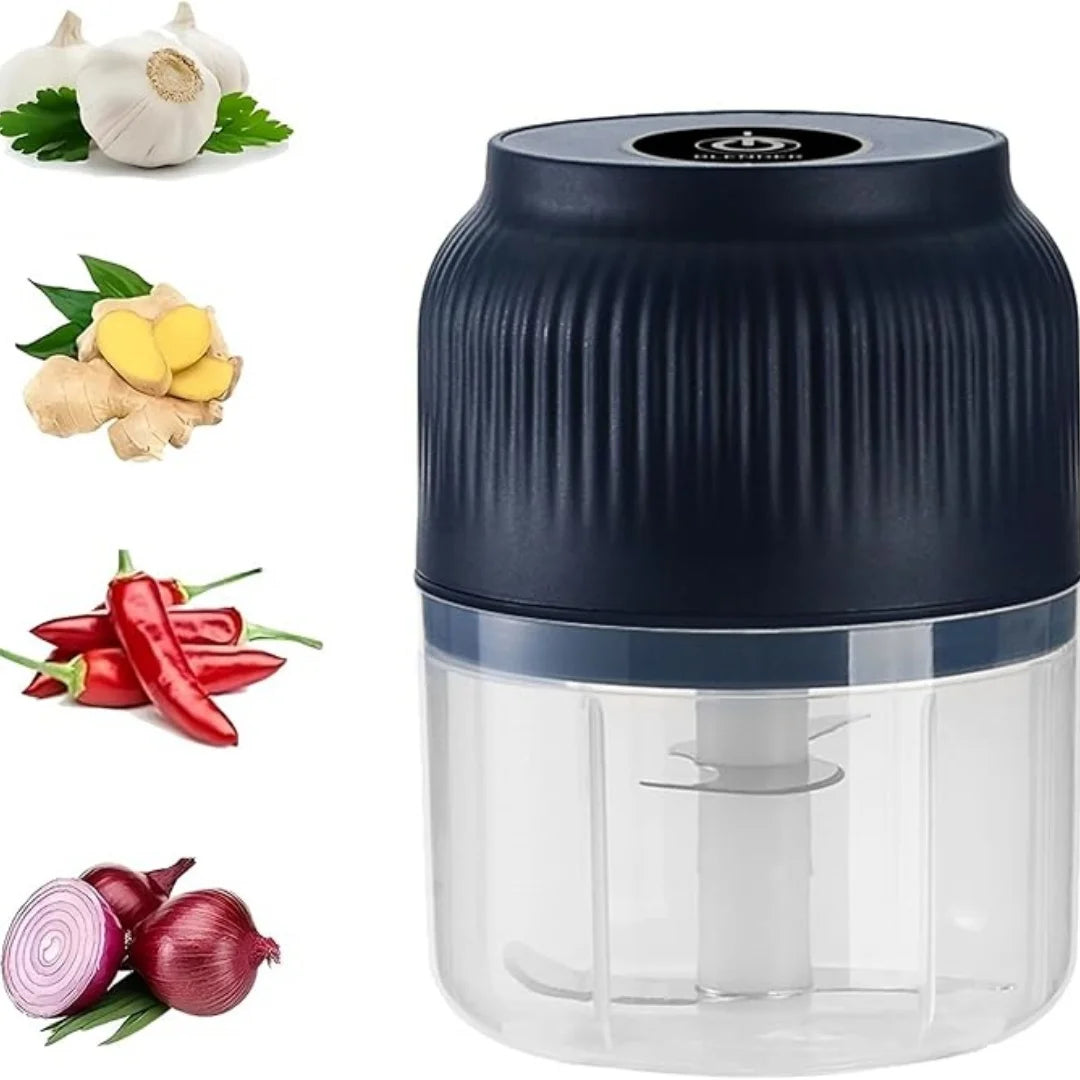 Electric Garlic Chopper,Mini Portable Veggie Cutter,Upgrade Electric Mini Garlic Chopper Set,Vegetable Chopper and Spiralizer with Container and Lid,USB Rechargeable (Blue) Deals 4 U  Smart Home gadget Deals 4 U