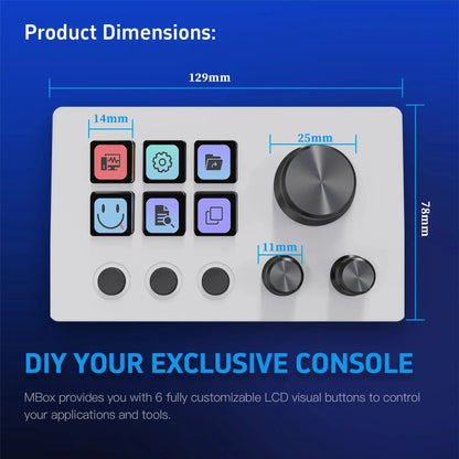 MiraBox N3 Macro Pad / Stream Deck, 6 Programmable LCD Keys, 3 Knobs, Visual Shortcuts, OBS Controller, Mac/Win Deals 4 U  Streaming Equipment Deals 4 U