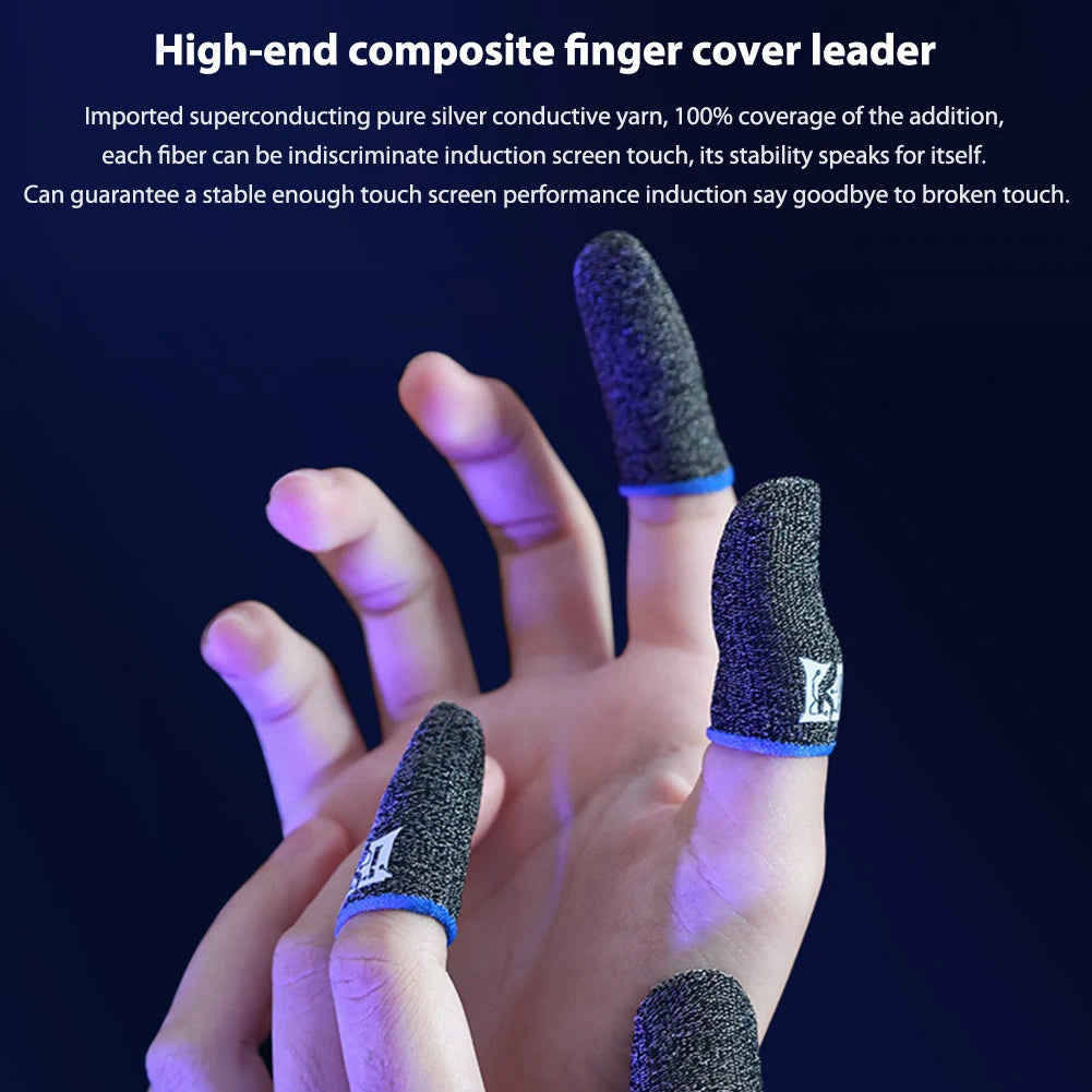 1Pair Finger Glove Fingertips Cot Sweatproof Gaming Finger Sleeves Breathable Game Controller Finger Sleeve for PUBG Mobile Game