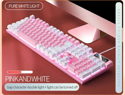 104 Keys Gaming Keyboard Wired Keyboard Color Matching Backlit Mechanical Feel Computer E-sports Peripherals for Desktop Laptop Deals 4 U  Gaming Accessories Deals 4 U