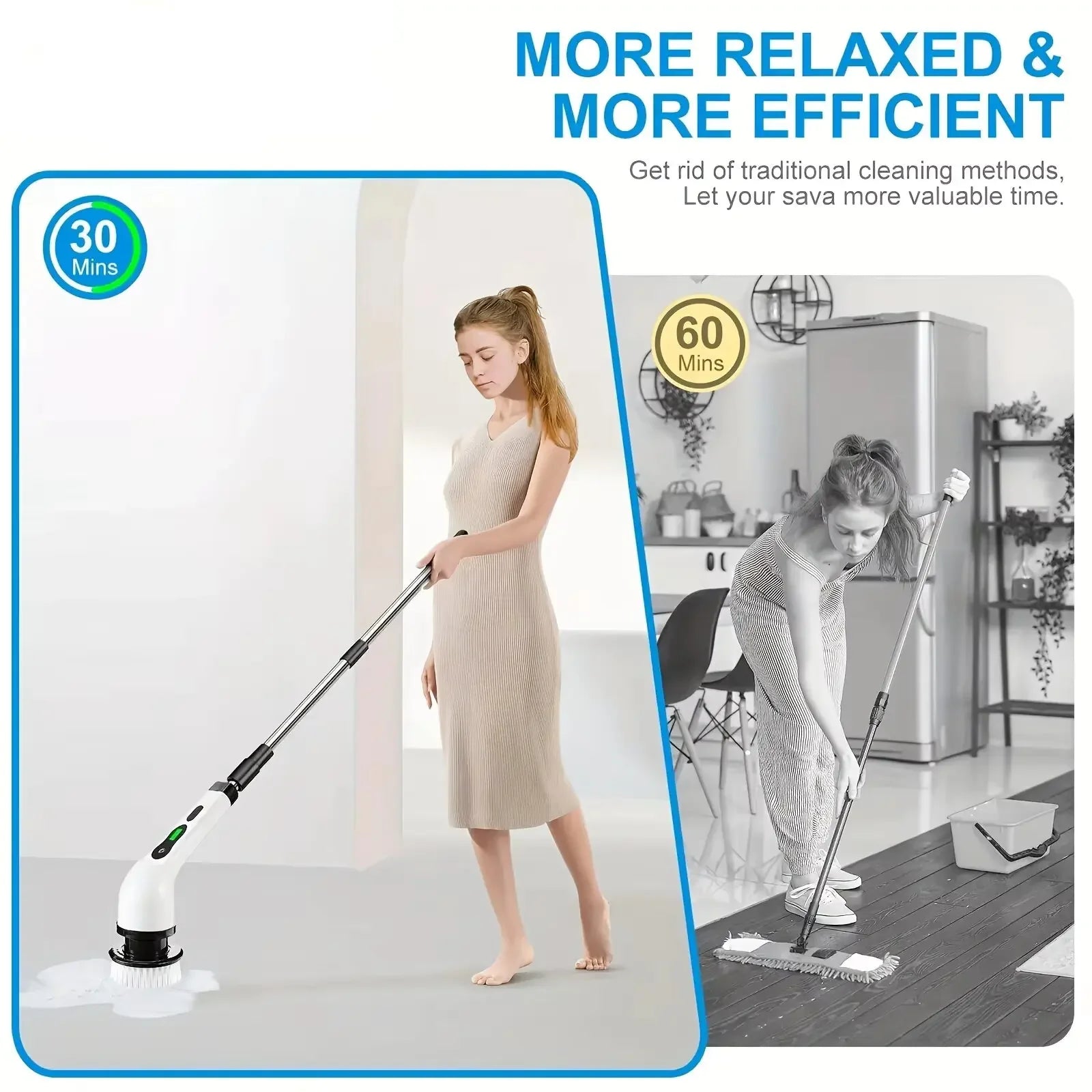Cordless Electric Spin Scrubber Multipurpose, Cleaning Brush for Kitchen Bathroom Toilet Floor, Hair Broom Mop Household Gadget Deals 4 U   Deals 4 U