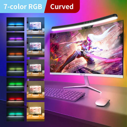 Led Curved Monitor Light Bar USB Table Lamp RGB Stepless Dimmable Hanging Office Desk Decorations Lighting For Computer Reading