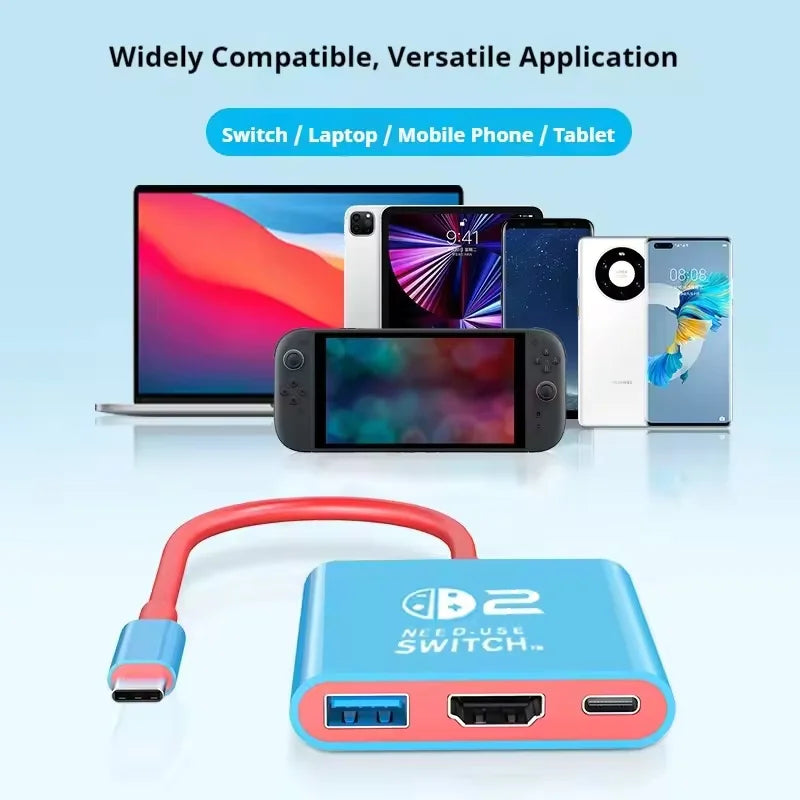 Docking Station for Nintendo Switch 2,4K 60Hz TYPE-C Hub with HDMI and USB-C 3.0 PD100W Charge Perfect for Switch 2/Switch/OLED Deals 4 U   Deals 4 U